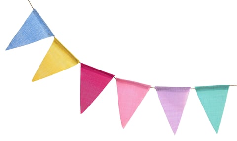 Bright colorful bunting garland and party flags birthday celebration